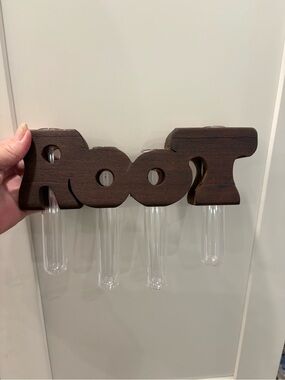 Source Unknown wooden "Root" wall vase - dark brown with clear tubes